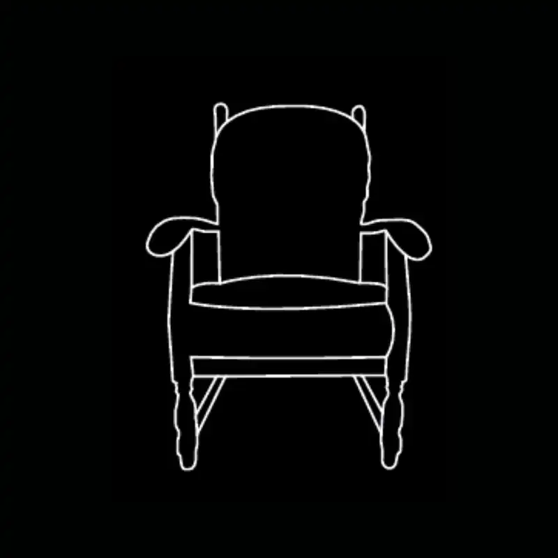 Fauteuil vintage, tapisserie fleurie — dessin technique