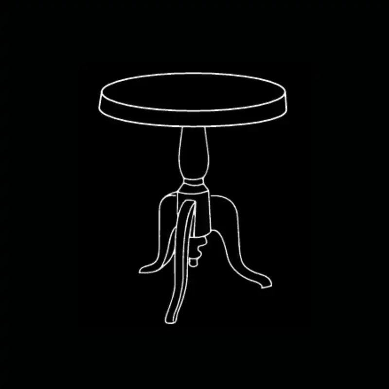 Guéridon blanc — dessin technique