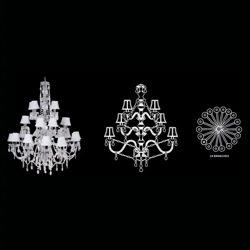 Lustre baroque Roméo — dessin technique