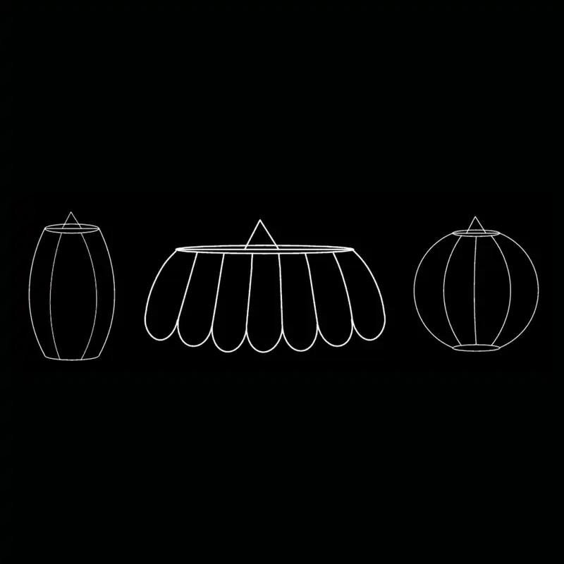 Lustre rotin (formes variées) — dessin technique