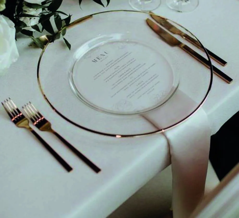 Assiette transparente liseré doré