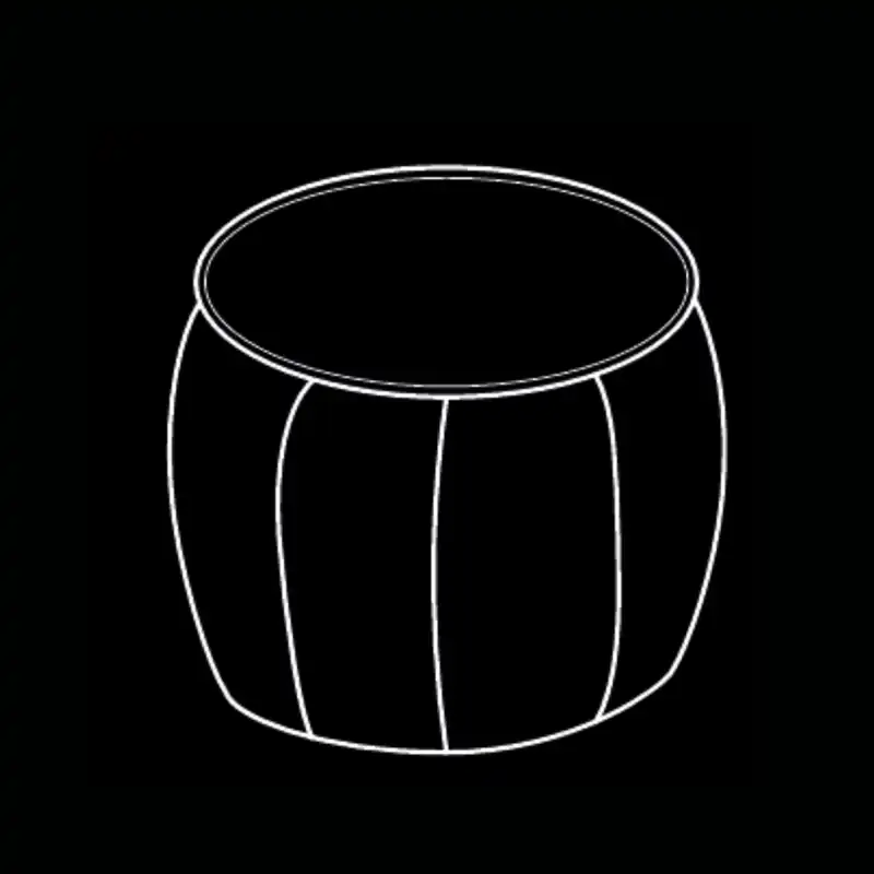 Pouf cylindrique cuir orange — dessin technique