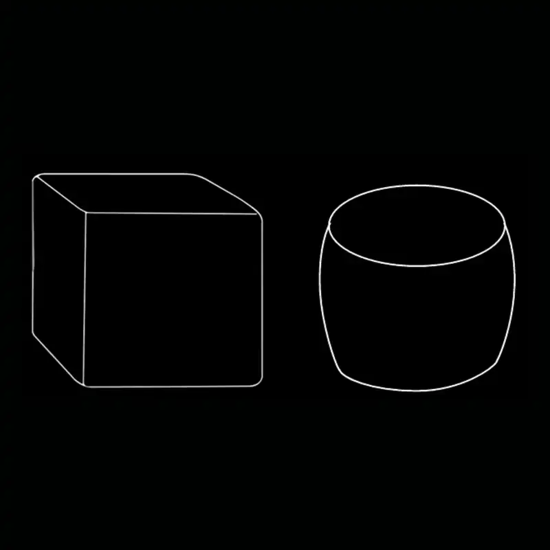 Pouf design carré et rond — dessin technique