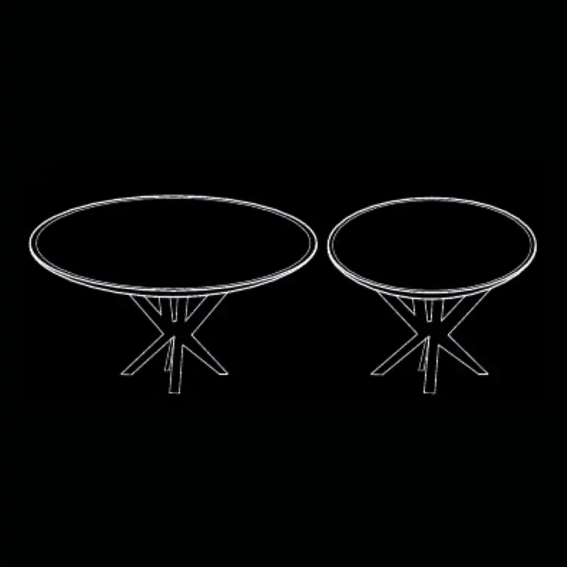 Table cuivre ronde / ovale — dessin technique