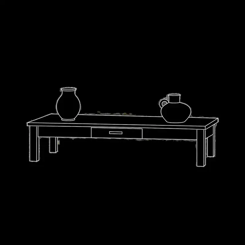 Table de présentation avec tiroir — dessin technique