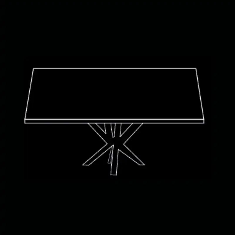Table rectangulaire brûlée — dessin technique