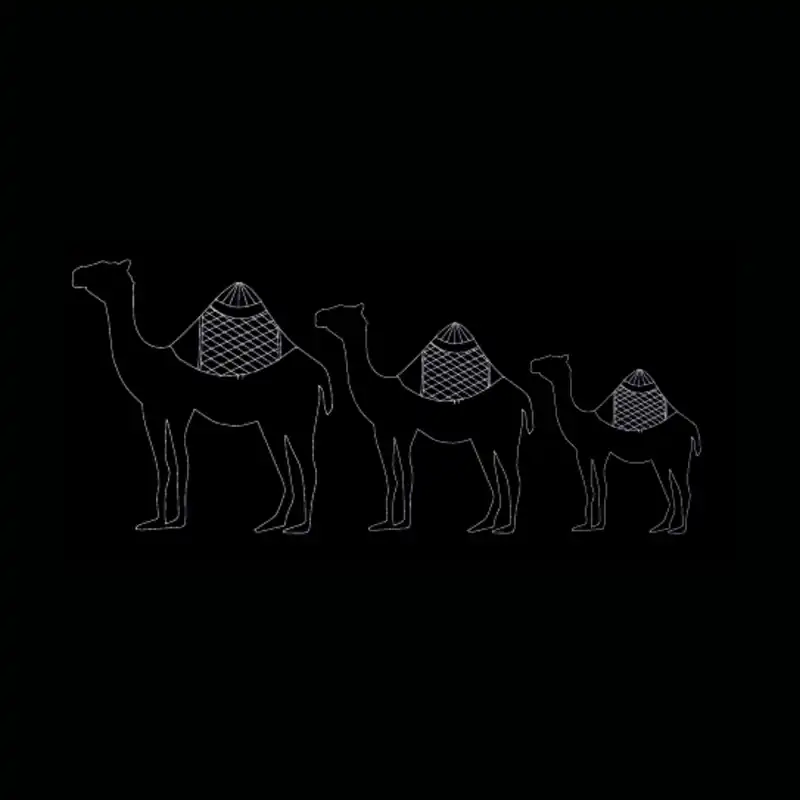 Trio chameaux — dessin technique